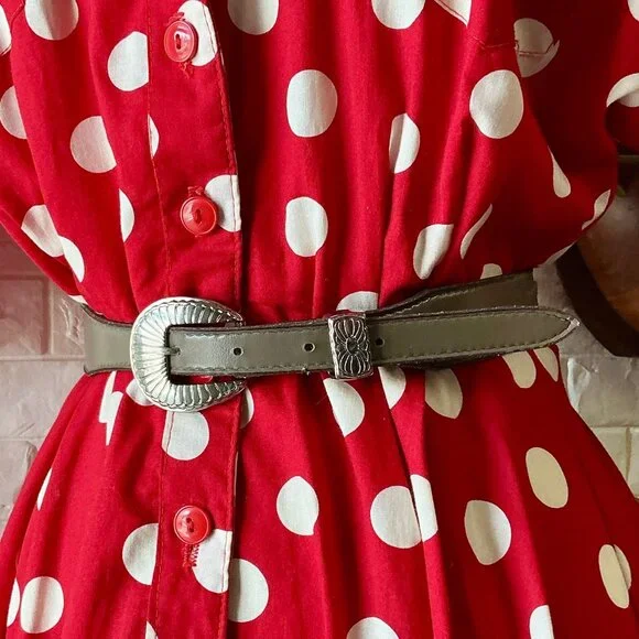 Vintage Textan Grey Leather Western Belt Silver Detailed Metal Buckle - Picture 3 of 16